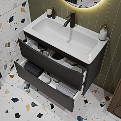 Vivon Тумба под раковину Ostin 70 подвесная черная матовая – фотография-2